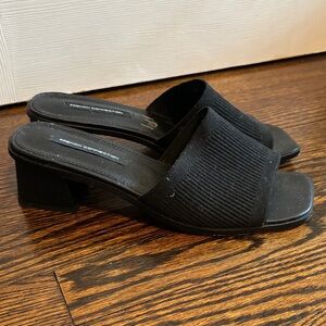 French Connection Women's Black Block Heel Mules